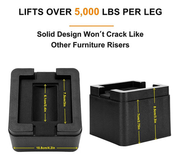 ~? Kyrieval 3 Pulgadas Bed Risers Heavy Duty U Shape Elevado 1
