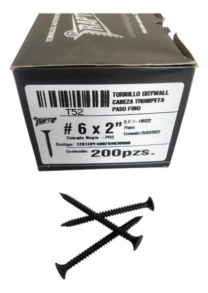 Tornillo Drywall Paso Fino 6x2 X 200 Unidades - Visnu 0