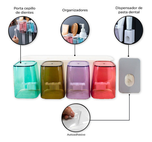 Dispensador Automático Pasta Dental Y Porta Cepillos 1