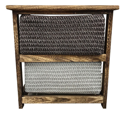 Mesa De Luz De Madera Con 2 Canastos 1