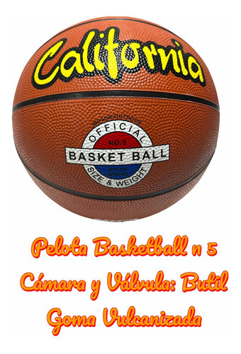 Pelota De Basketball N5 California Ultra Resistente Calidad! 0