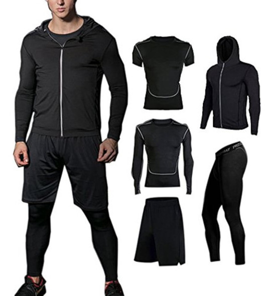 Buyjya 5pcs Mens Compresión Pantalones Camisa Top Manga Larg 0 Buyjya 5pcs Mens Compresión Pantalones Camisa Top Manga Larg 0