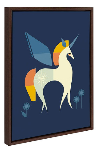 Kate Y Laurel Sylvie Mid-century Unicorn Framed Canvas Wall 1
