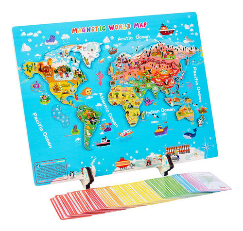 Mapa-múndi De Madeira Geografia Puzzles Montessori 1