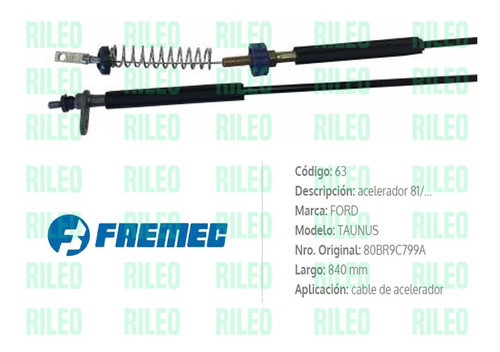 Cable Acelerador Ford Taunus 81/85 840mm 1