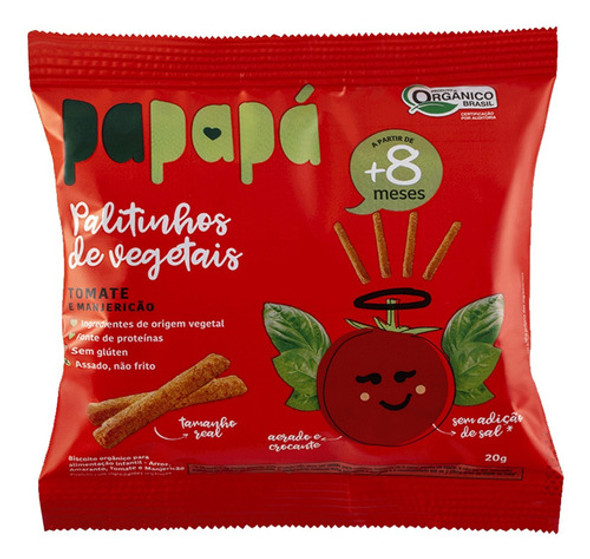 6 X Palitinhos Vegetais Orgânico Tomate Manjericão - Papapá 1 6 X Palitinhos Vegetais Orgânico Tomate Manjericão - Papapá 1