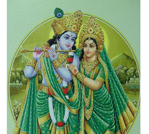 Pôster Gravura Imagem Papel Divindade Hindu Krishna  Rada P1 1