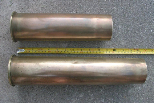 Lote 2 Antiguas Vainas  De 75 Mm De Bronce De Cañon 1