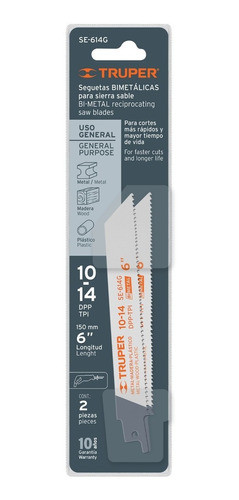 Hoja De Sierra Sable Uso Gral Truper Blister 2 Unidades 0