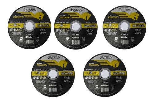 Kit X 5 Disco De Corte Pegaso Linea Amarilla 115 Mm X 1 Mm 0