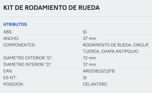 Kit De Ruleman Delantero Skf Nissan March Versa Note Abs 1