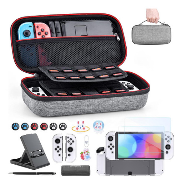 Innoaura Pack Accesorios 18 En 1 P/ Switch Oled , Funda 0