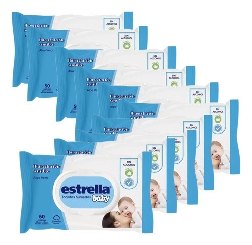 Toallitas Húmedas Estrella Baby H. Sens. Aloe Caja 18 X 50u 0