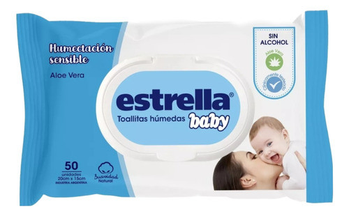 Toallitas Húmedas Estrella Baby H. Sens. Aloe Caja 18 X 50u 1