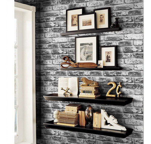 Papel Tapiz Autoadhesivo 0.45x 5 M /muro De Ladrillos /gris 1