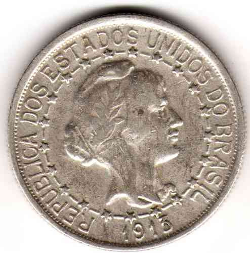 Moneda De Brasil De Plata Año 1913 1000 Reis Muy Buena 0