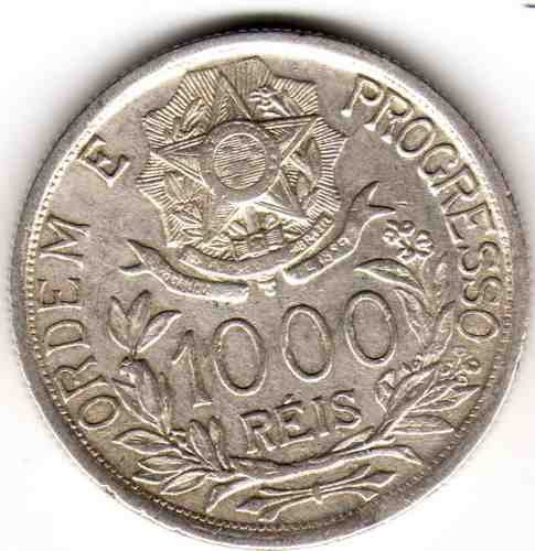 Moneda De Brasil De Plata Año 1913 1000 Reis Muy Buena 1