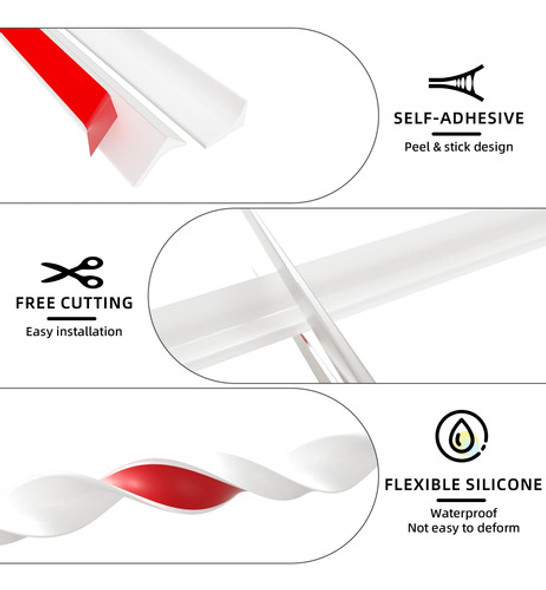 Burlete Bloqueador De Agua De Ducha Autoadhesivo 150cm Blanc 1