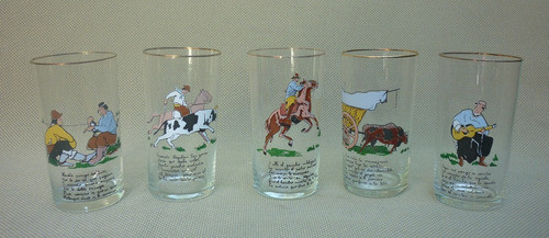 5 Vasos De Vidrio Con Frases Gauchescas 0