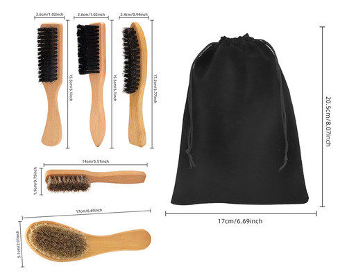 Escova De Barba De Madeira E Escova Estilo Bolsa Preta 1
