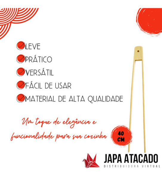 Pegador De Fritura Salada Churrasco Pães Em Bambu 40cm 1