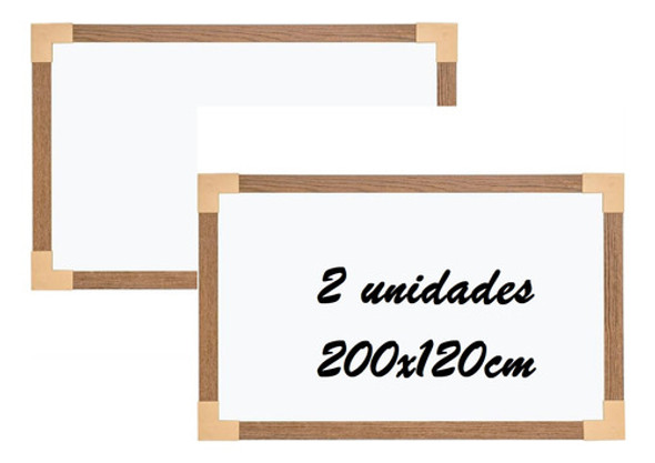 Kit 2 Lousa Branca 200x120 Cm Moldura Madeira Quadro Grande 0