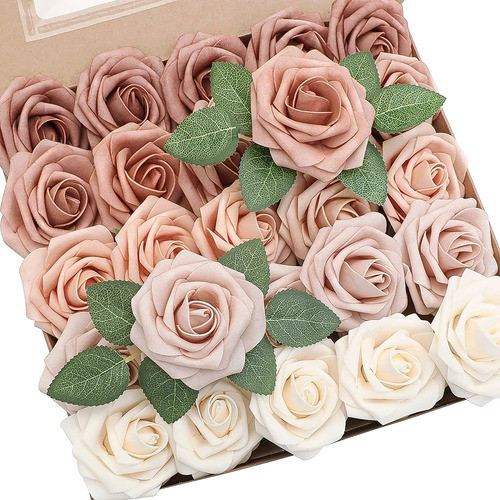 Flores Artificiales Rosas 25 Unidades - Tonos De Morandi 0