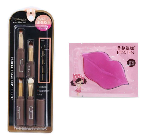 Set Maquillaje Mascarilla Para Labios + Kit X6u Brochas 0
