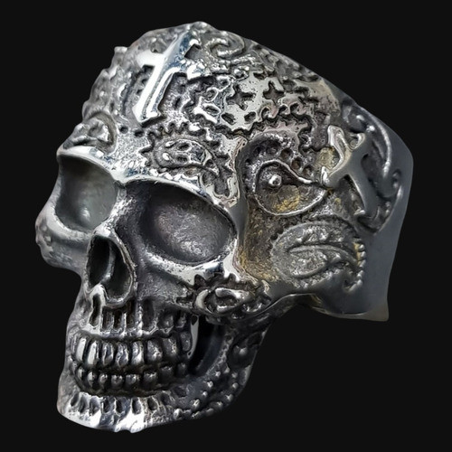 Anillo Calavera Con Cruz En Plata 3 X 2 Cm 25 Gr Art 402 1