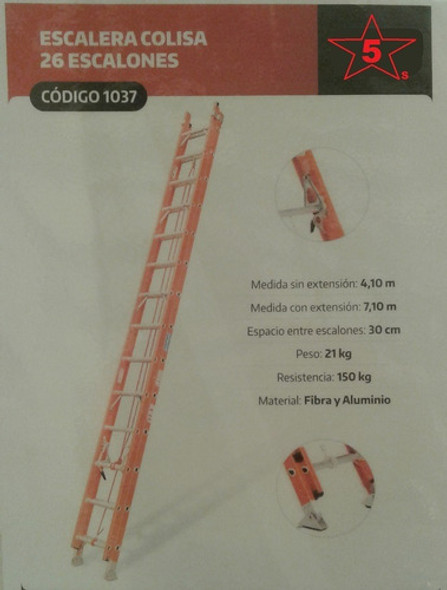 Escalera Colisa En Aluminio Y Fibra 20 Escalones 0