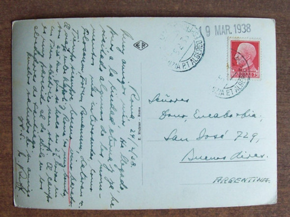 Italia - Postal Enviada A Argentina 1938 L1444 0