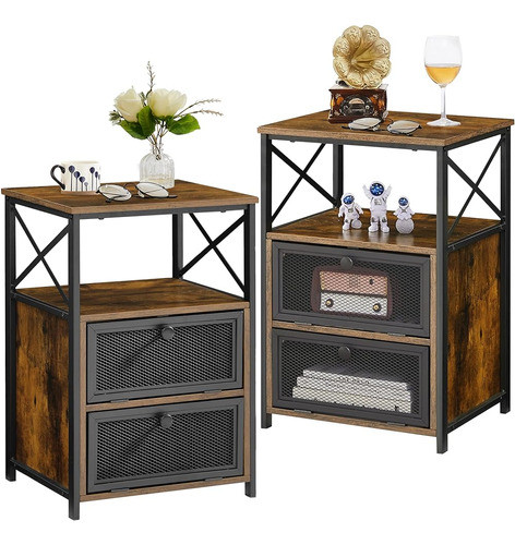 Vecelo Mesita De Noche Moderna, Mesa Auxiliar Con Espacio De 0