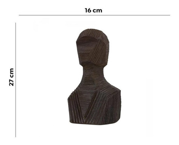 Escultura Decorativa Resina Marrom Busto 27×16 Cm Btc 1