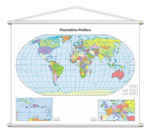 Banner Mapa Mundi - Planisfério Político - 80x60cm 0