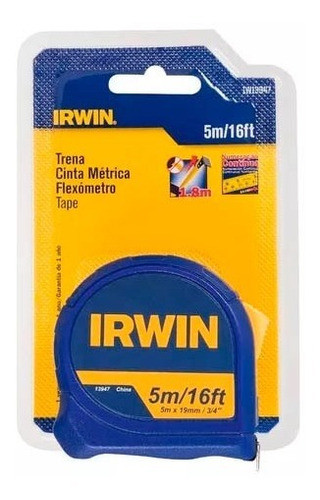 Trena Pedreiro Reforçada Fita De Aço Com Trava 5m Irwin 1