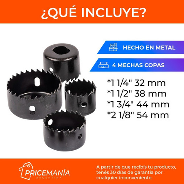 Juego Set Sierras Mechas Copa Madera Yeso Plastico 6 Piezas 1