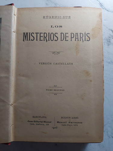 Los Misterios De Paris. Eugenio Sué. Ian1253 1