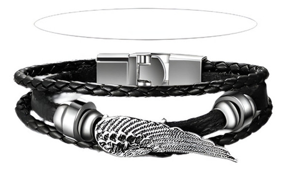 Moda Hombre Unisex Punk Ala Pulsera Cuero Correa Pulsera Bra 0