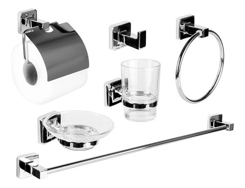 Kit De Baño Accesorios Set Piezas Juego 6 Cromado 0