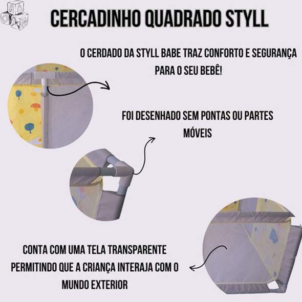 Cercadinho Chiqueiro Bebê Quadrado Portátil C/ Bolinhas Styl 1