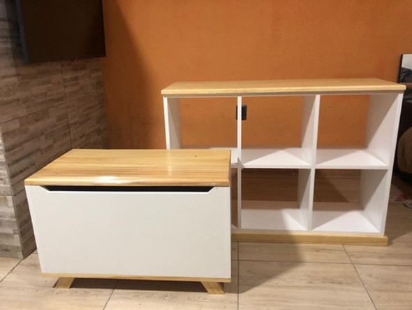 Baul Dormitorio Juguetes + Mueble Organizador Cubos 0