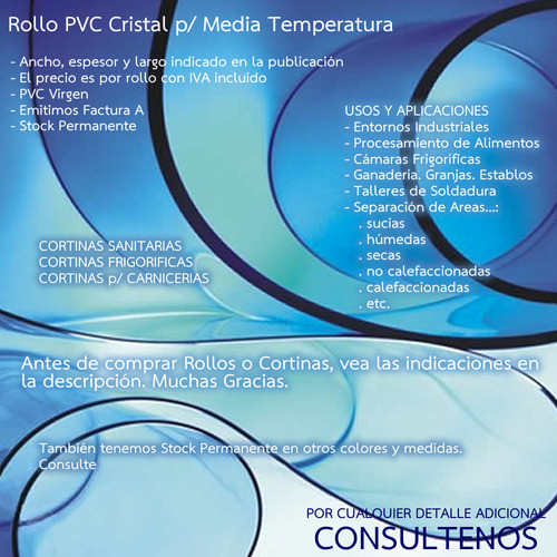 Rollo Pvc Banda Sanitaria 200x2 Tn Cristal X 25mts Iva Incl. 1