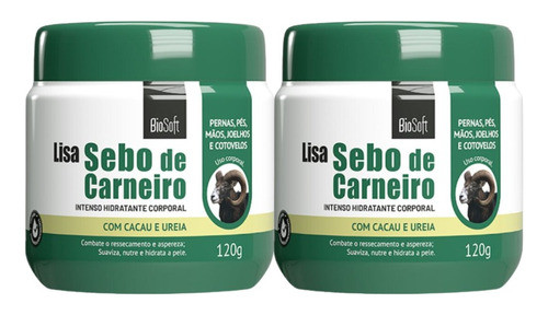 Kit 2 Creme Sebo De Carneiro 120g Biosoft 0