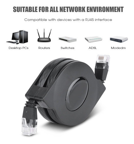 Zerone - Cable De Red Ethernet Cat 6, Ultra Plano, Retrctil 1