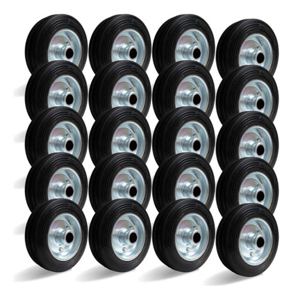 20 Rodas Borracha Maciça 4  -100mm Rolamento Rolete Beltools 0
