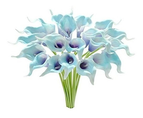 20 Flores Calas Artificiales Mandys Latex  35cm Aqua/violet 0