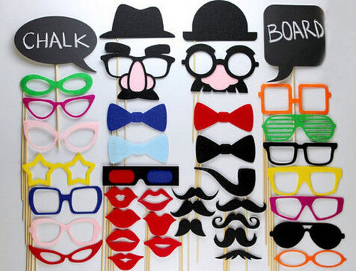 40pcs Foto Booth Props Labios Bigote En Un Palillo Para Boda 1
