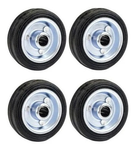 4 Roda Borracha Maciça 4 Polegada Rolamento Rolete Beltools 0
