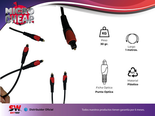 Cable Fibra Optica Digital Toslink Plug 1 Metro 1