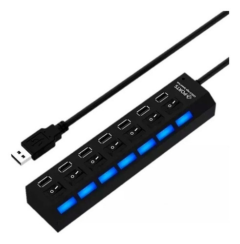Régua Hub Usb Com Interruptor 7 Portas Hd Mouse/teclado Etc 1